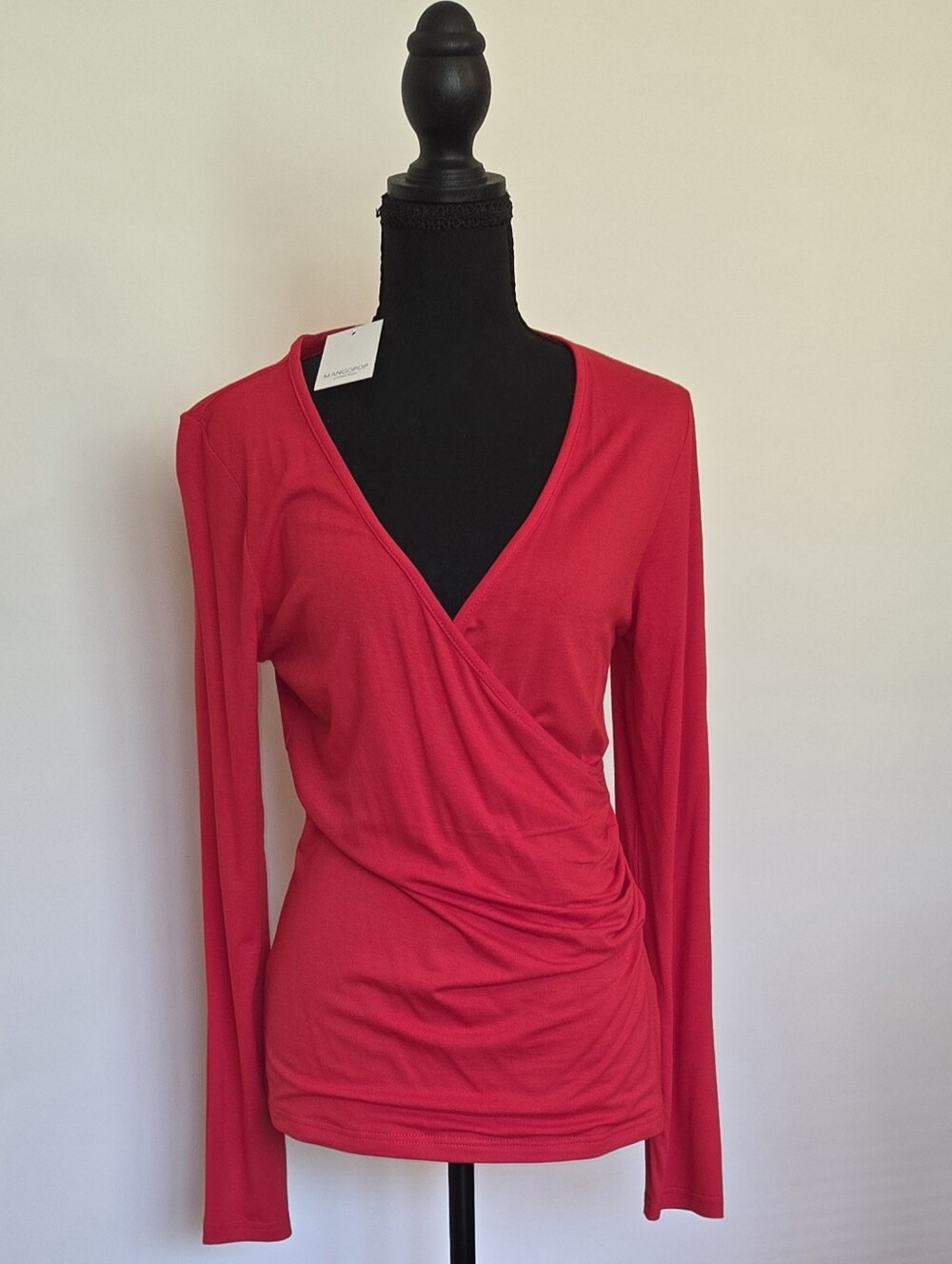 Red Wrap Top With Ruched Detail~~~NWT